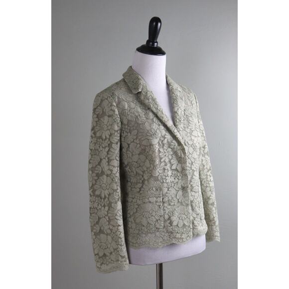 J.CREW COLLECTION $228 Beige Floral Lace Lined Light Blazer Jacket Top Size 2 - Picture 2 of 6